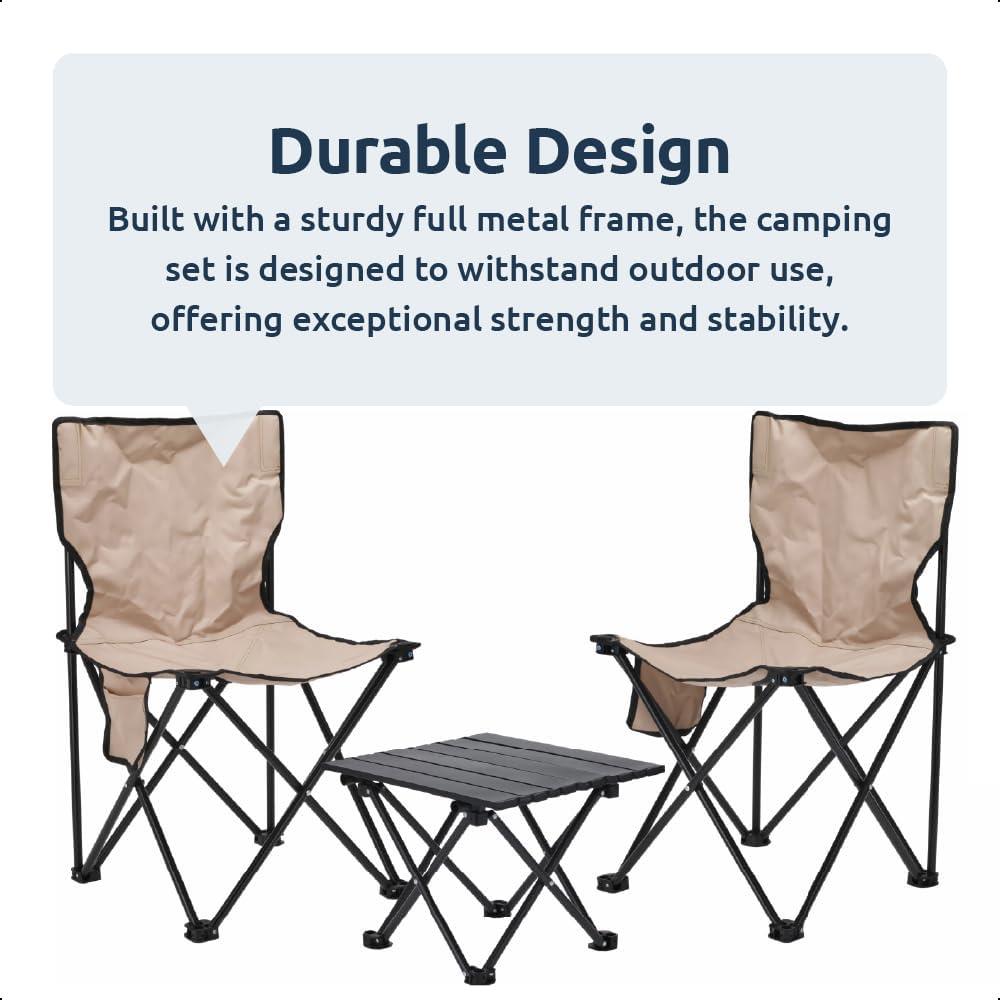 Lightweight Folding Camping Set - 2 Chairs & Table with Bag