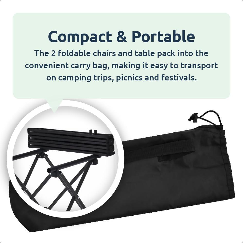 Lightweight Folding Camping Set - 2 Chairs & Table with Bag