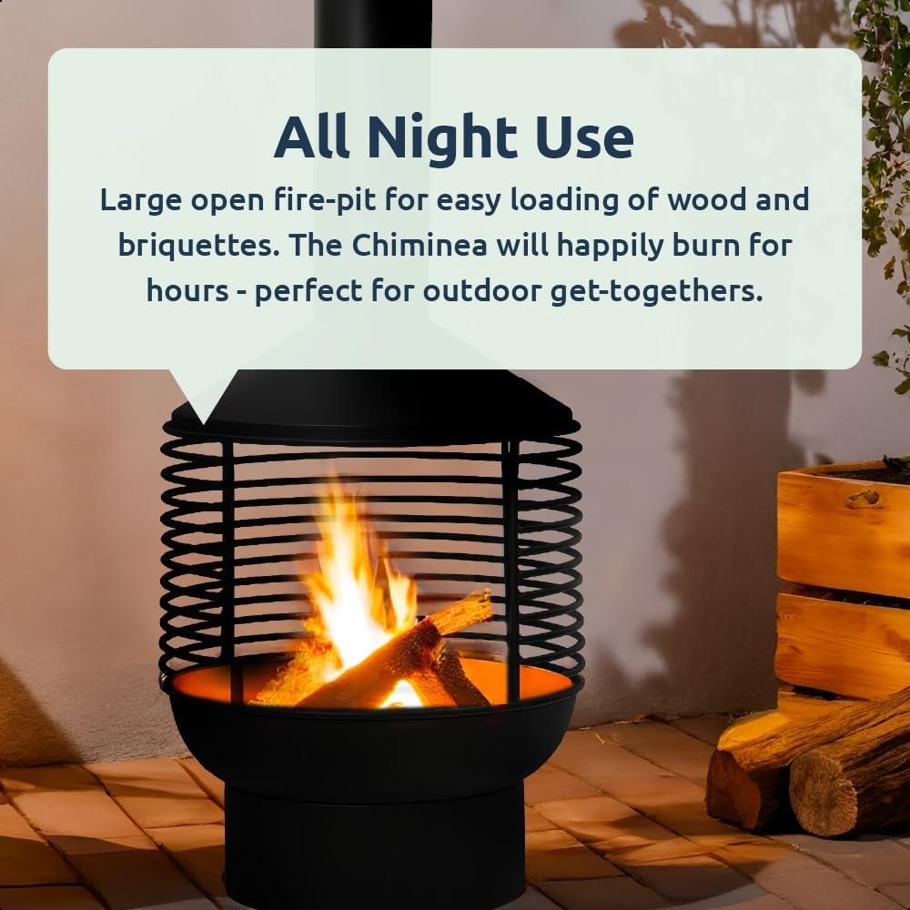 Chiminea Fireplace with Cut-Out Design - Garden Fire Pit Heater
