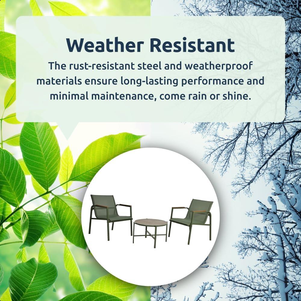 3 Piece Garden Bistro Set Green Marble Effect