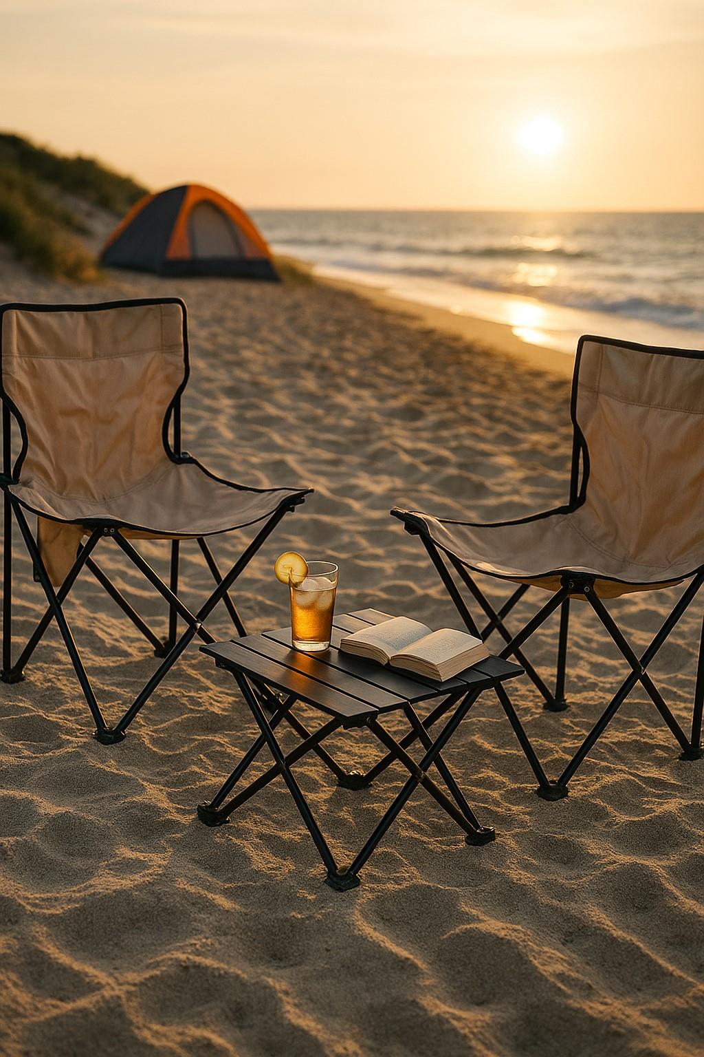 Lightweight Folding Camping Set - 2 Chairs & Table with Bag