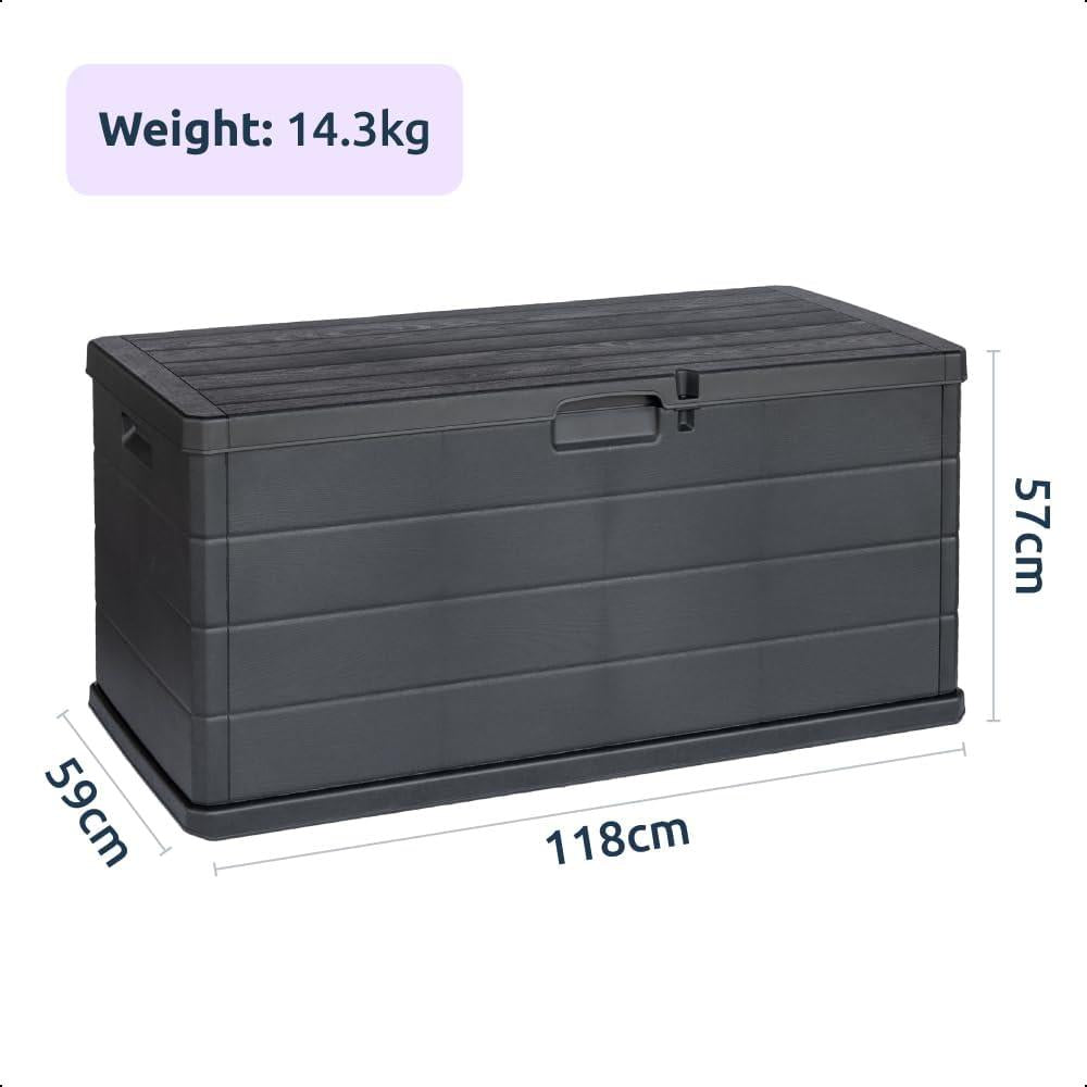 Large Garden Box 340L Plastic Outdoor Weatherproof Storage