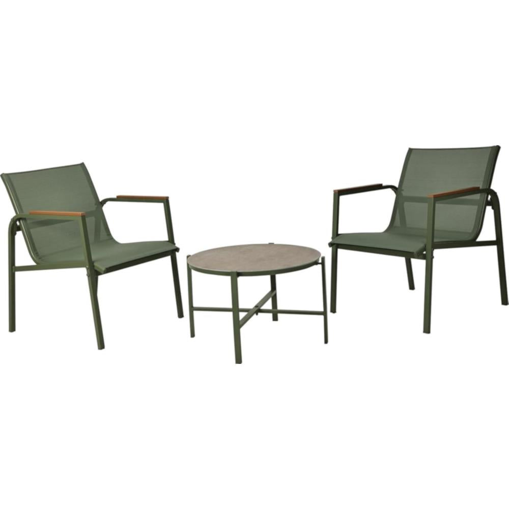 3 Piece Garden Bistro Set Green Marble Effect