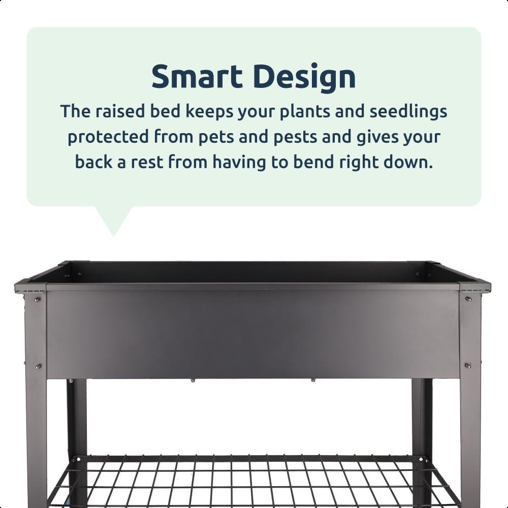 Raised Metal Planter Bed Garden Vegetables Large 80L Grey