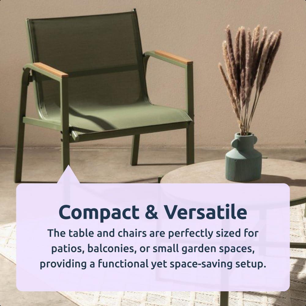 3 Piece Garden Bistro Set Green Marble Effect