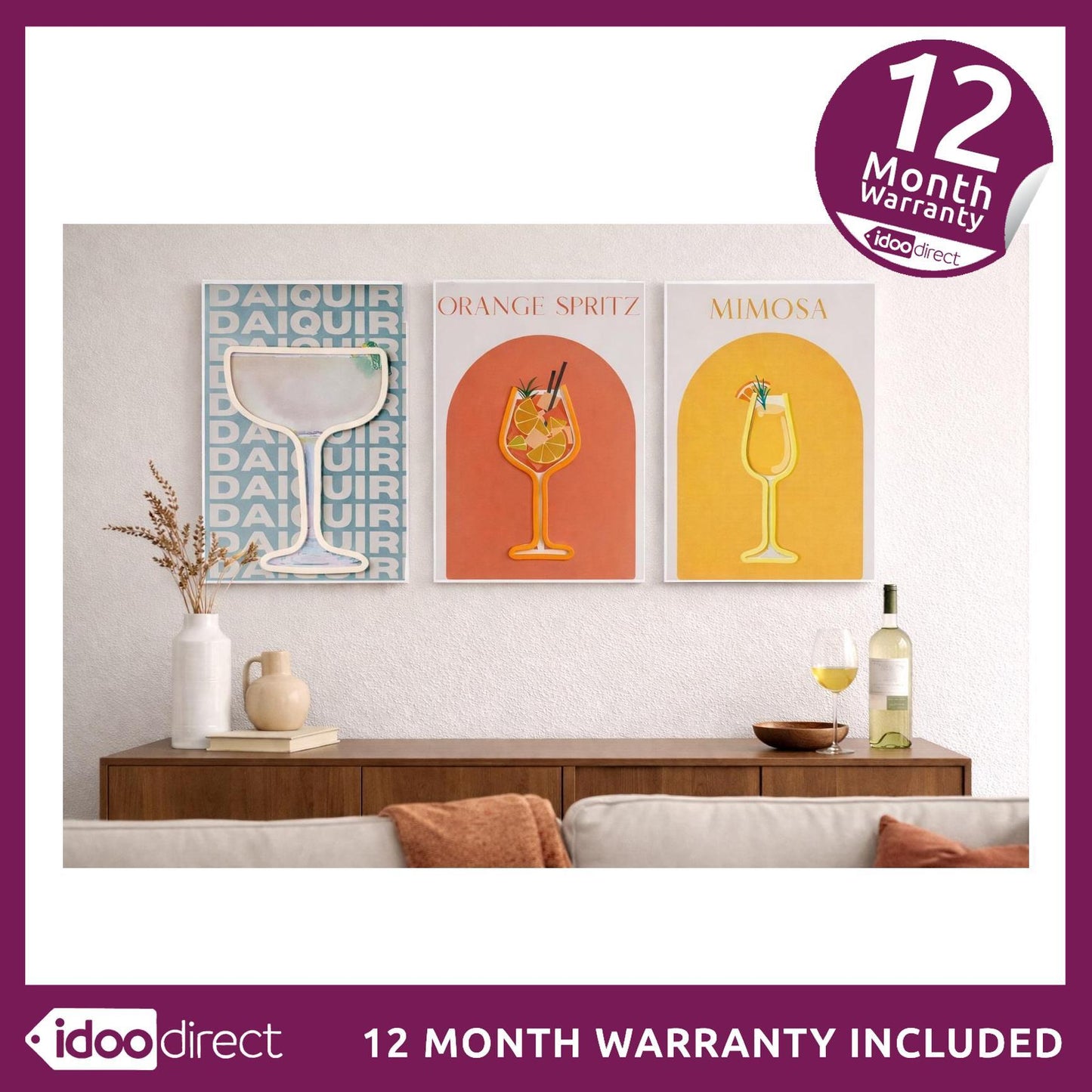Neon LED Cocktail Wall Art Set (3 Designs)