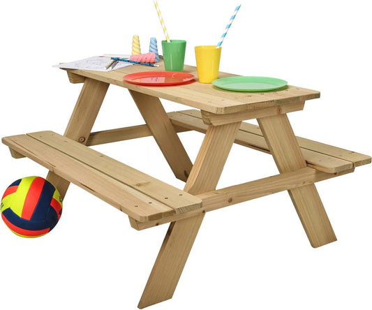 Kids Wooden Picnic Bench Table Eco Friendly Pine Outdoor