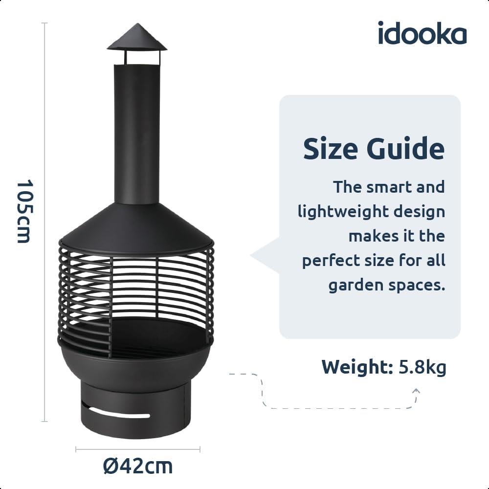 Chiminea Fireplace with Cut-Out Design - Garden Fire Pit Heater