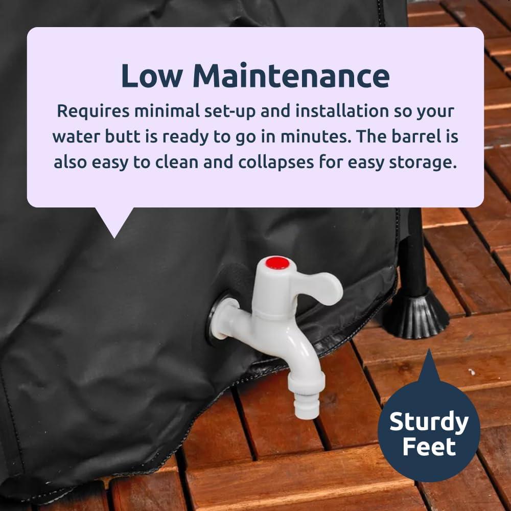 250L Collapsible Water Butt with Tap & Hose Connector
