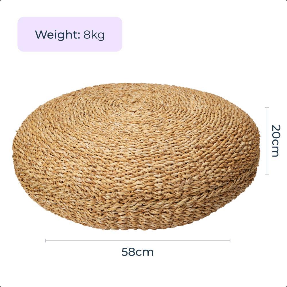 Braided Jute Pouffe Foot Stool Natural/Brown Square Round