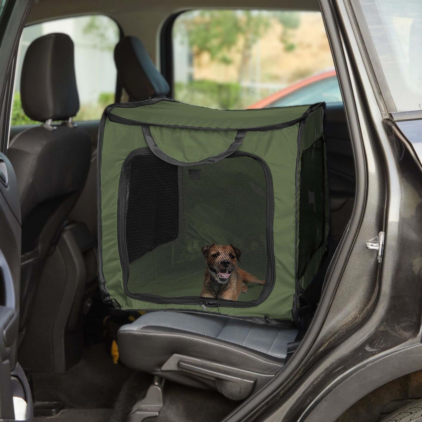 Collapsible Travel Cage For Dogs & Cats Nylon Black Or Green