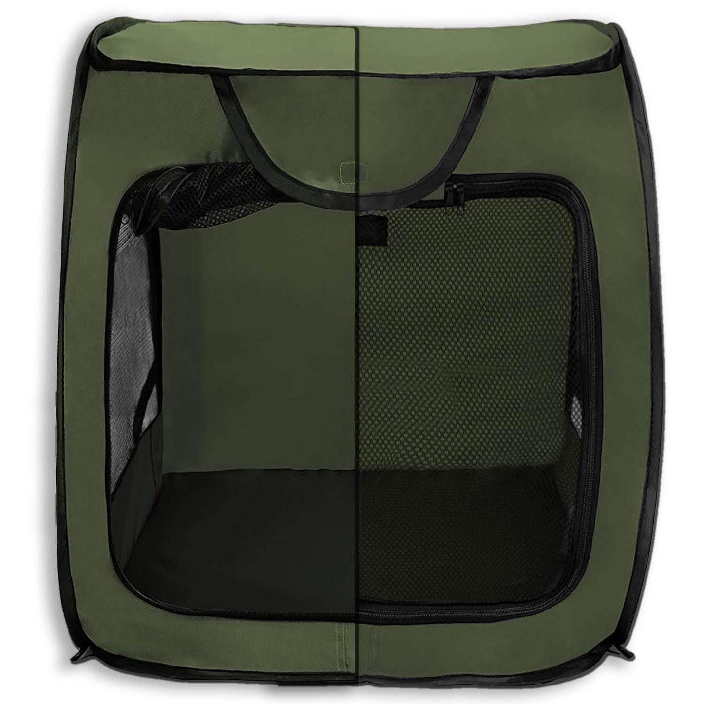 Collapsible Travel Cage For Dogs & Cats Nylon Black Or Green