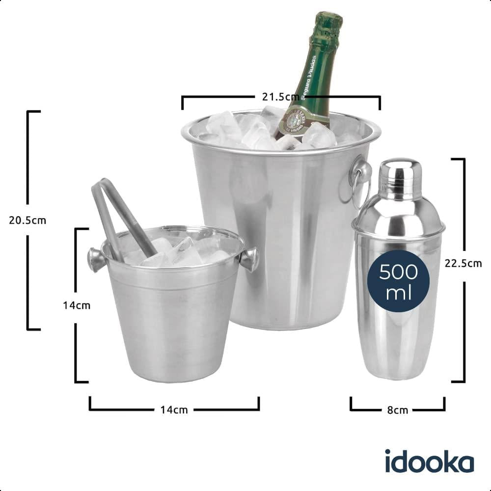 4 Piece Cocktail Making Shaker Champagne Bucket Tongs