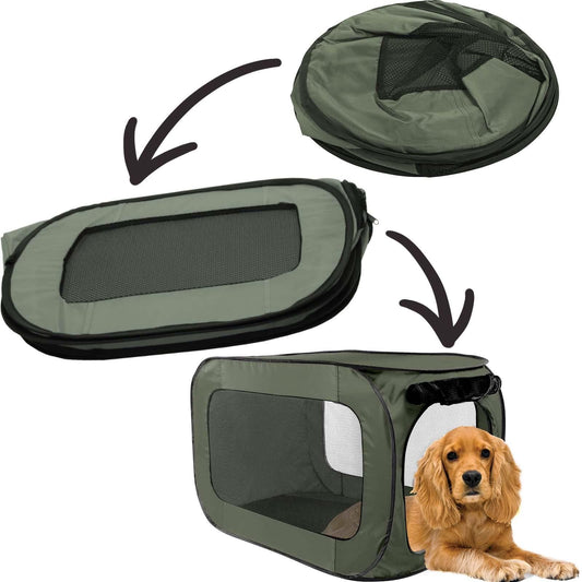 Collapsible Travel Cage For Dogs & Cats Nylon Black Or Green