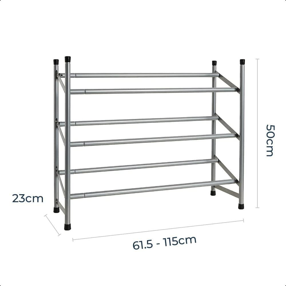 3 Tier Extendable Shoe Organiser Storage Rack Metal