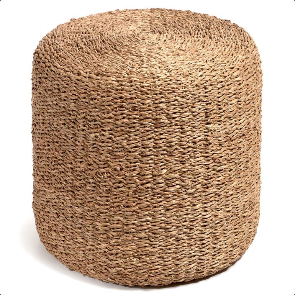 Braided Jute Pouffe Foot Stool Natural/Brown Square Round