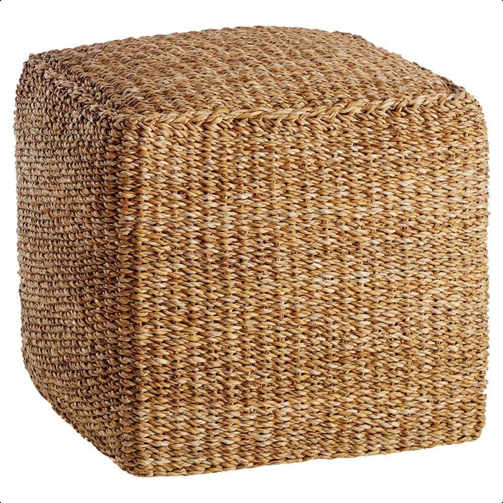 Braided Jute Pouffe Foot Stool Natural/Brown Square Round