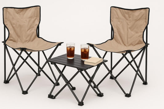 Lightweight Folding Camping Set - 2 Chairs & Table with Bag