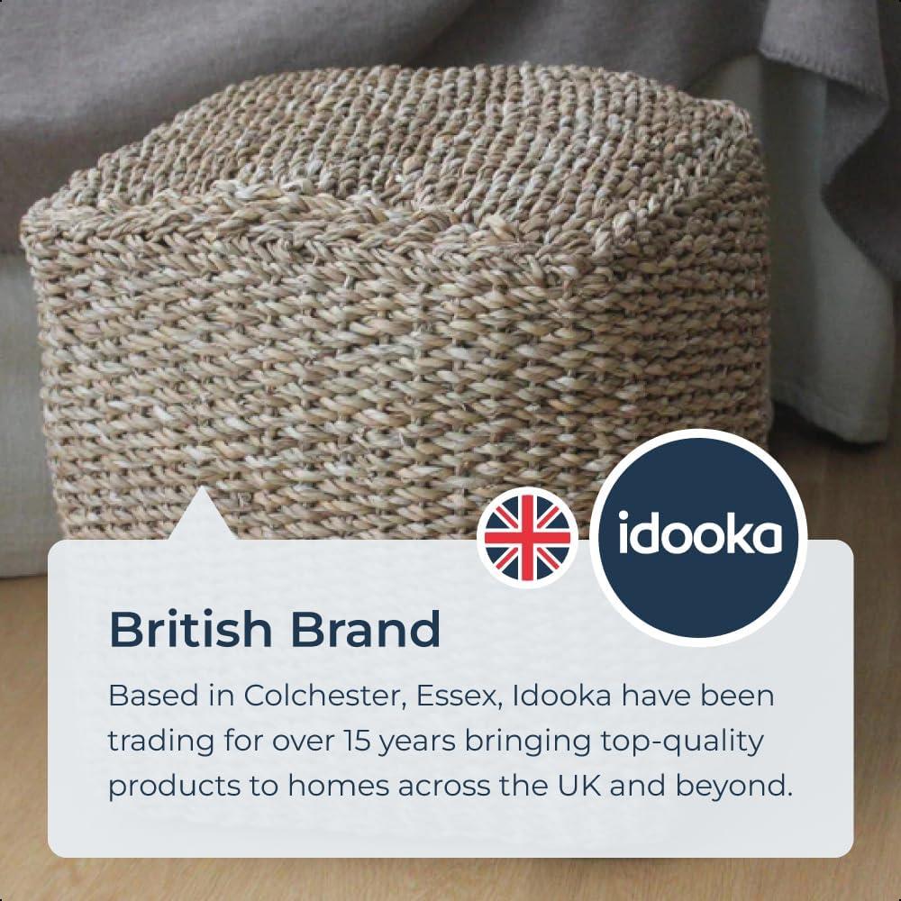 Braided Jute Pouffe Foot Stool Natural/Brown Square Round