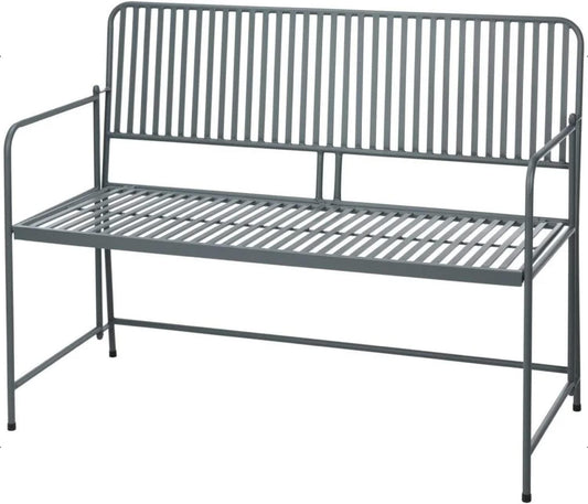 Metal Folding Garden Bench Bistro Outdoor Seating Grey Matt