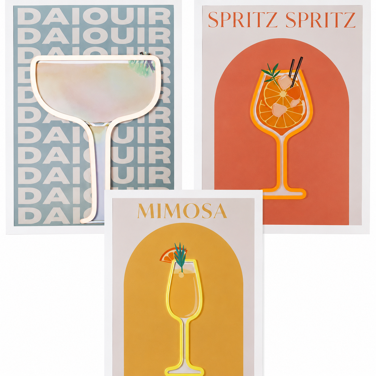 Neon LED Cocktail Wall Art Set (3 Designs)