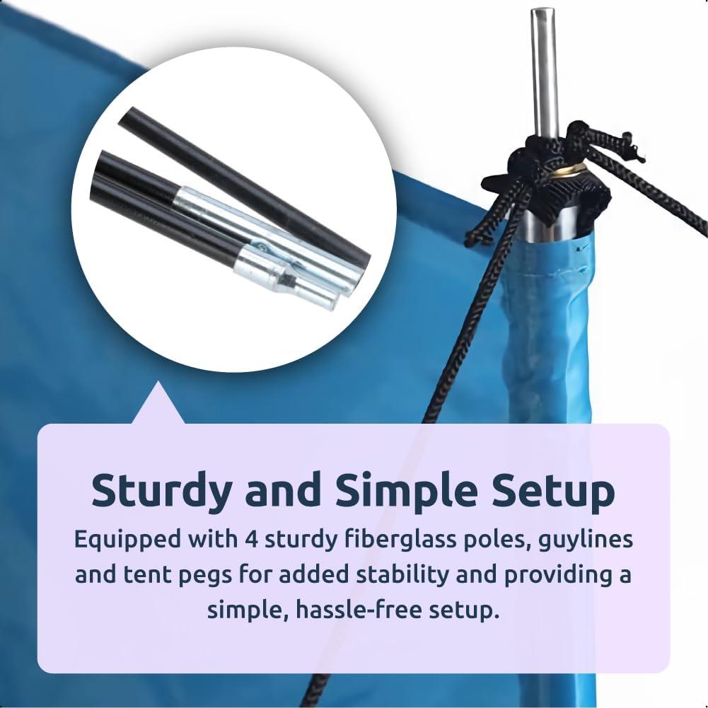 Portable Folding Beach Windbreak with Carry Bag Blue