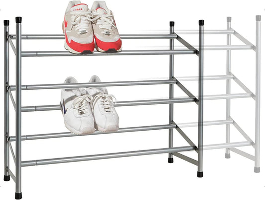 3 Tier Extendable Shoe Organiser Storage Rack Metal