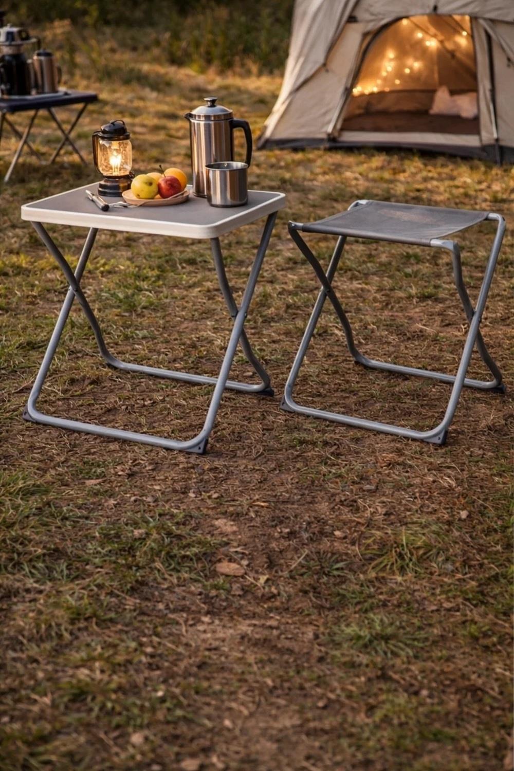 2-in-1 Camping Stool with Tabletop