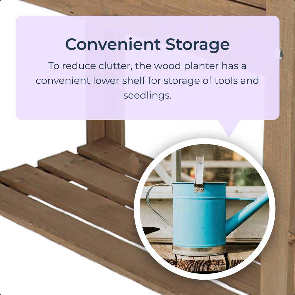 Raised Dark Wooden Planter Bed Garden Vegetables Plants