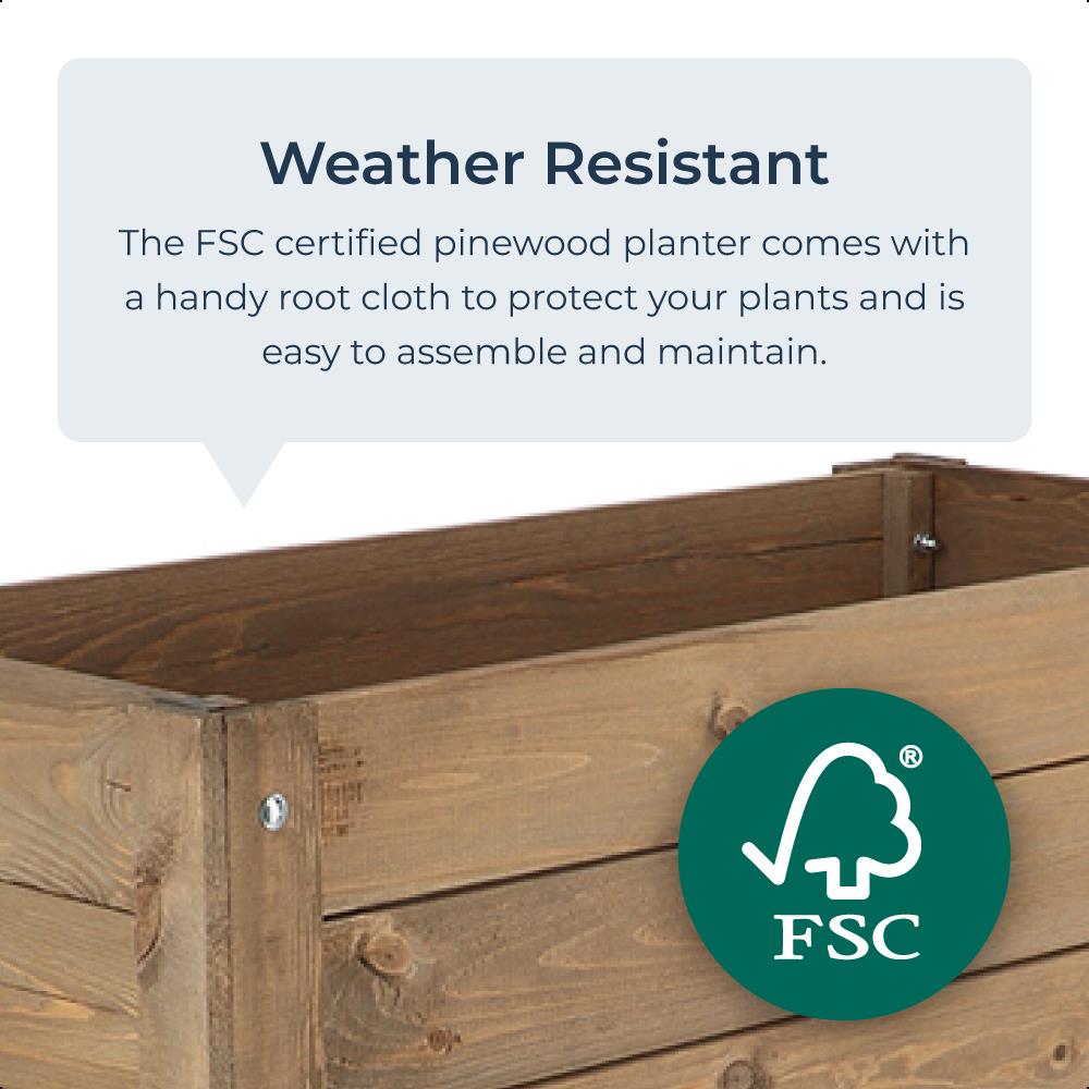 Raised Dark Wooden Planter Bed Garden Vegetables Plants