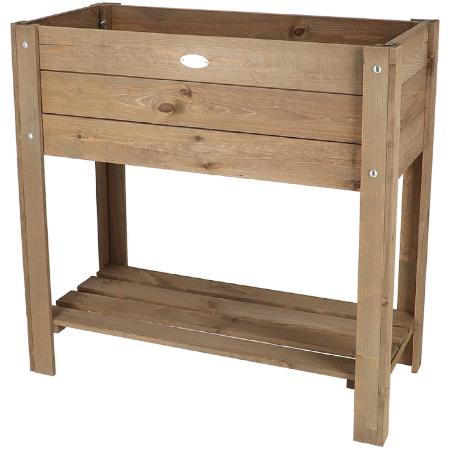 Raised Dark Wooden Planter Bed Garden Vegetables Plants