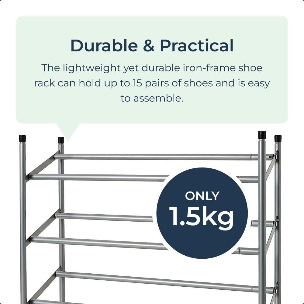 3 Tier Extendable Shoe Organiser Storage Rack Metal