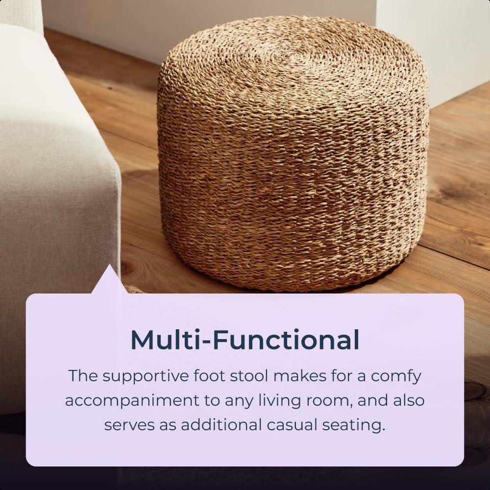 Braided Jute Pouffe Foot Stool Natural/Brown Square Round