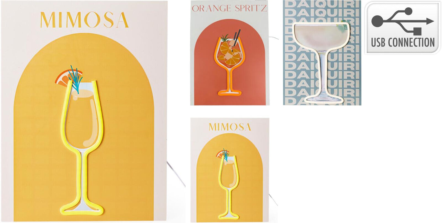 Neon LED Cocktail Wall Art Set (3 Designs)