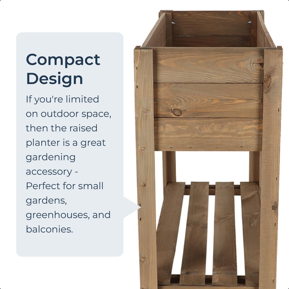 Raised Dark Wooden Planter Bed Garden Vegetables Plants