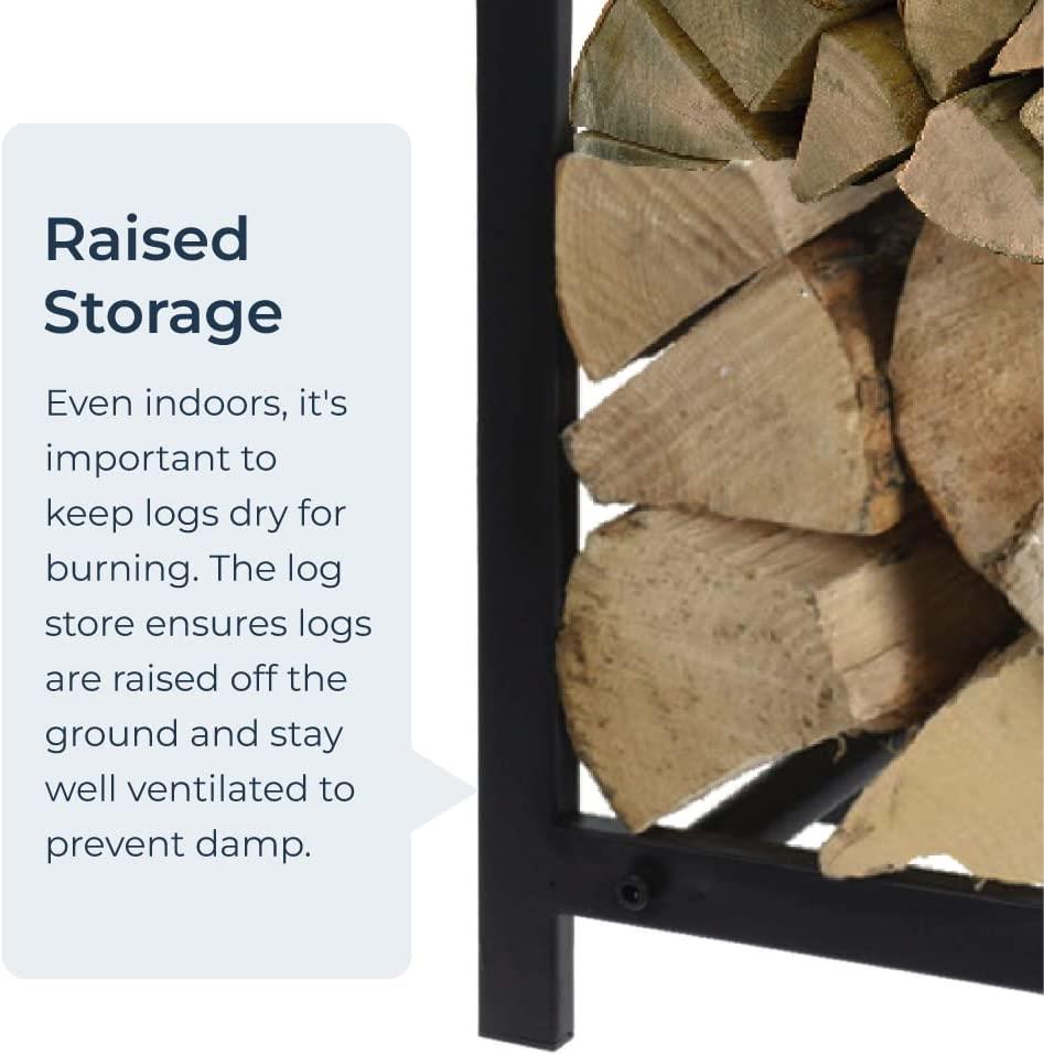 Rectangular Log Basket Storage Outdoor Indoor Black
