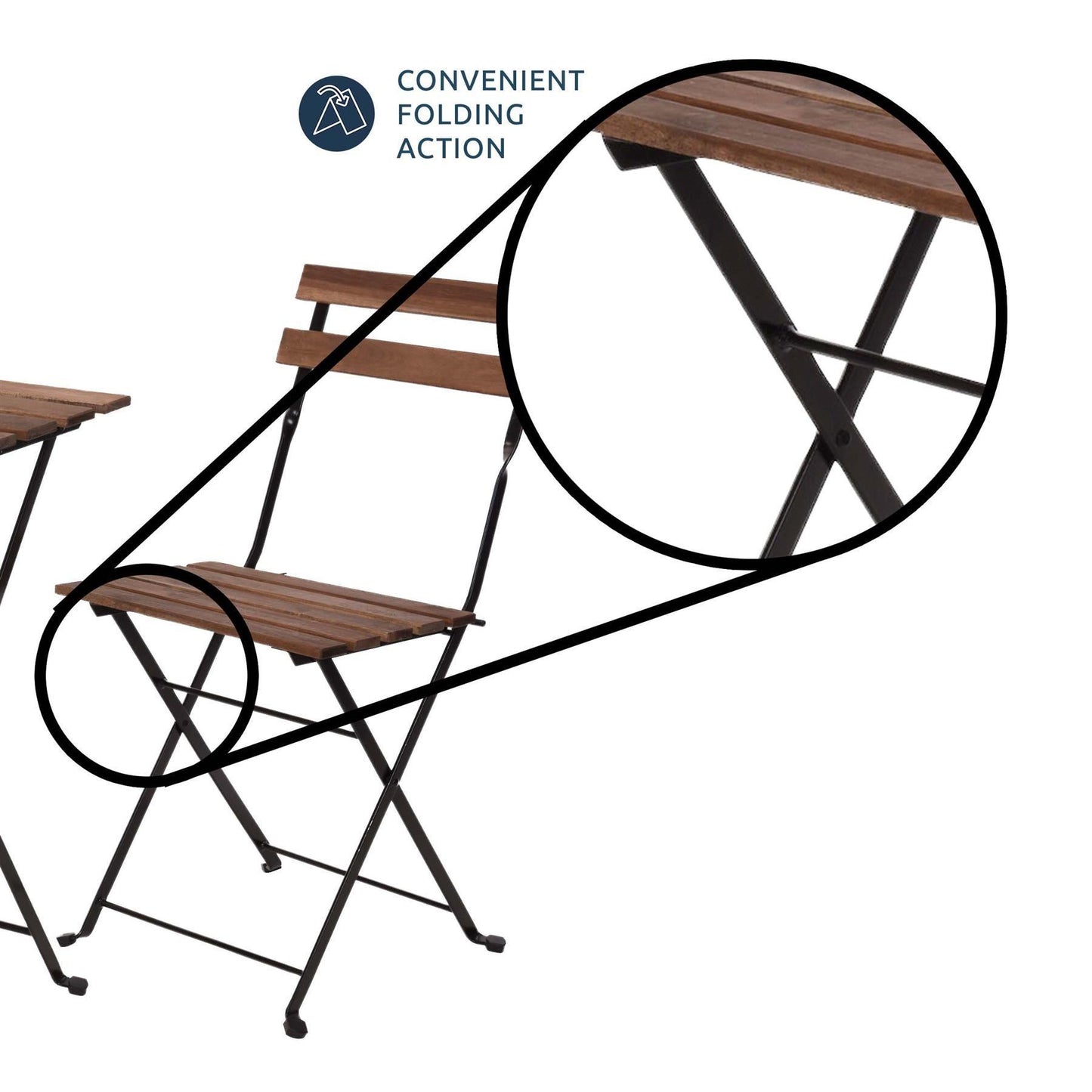Bistro Garden Table & Chairs Set Metal/Wood Garden Patio