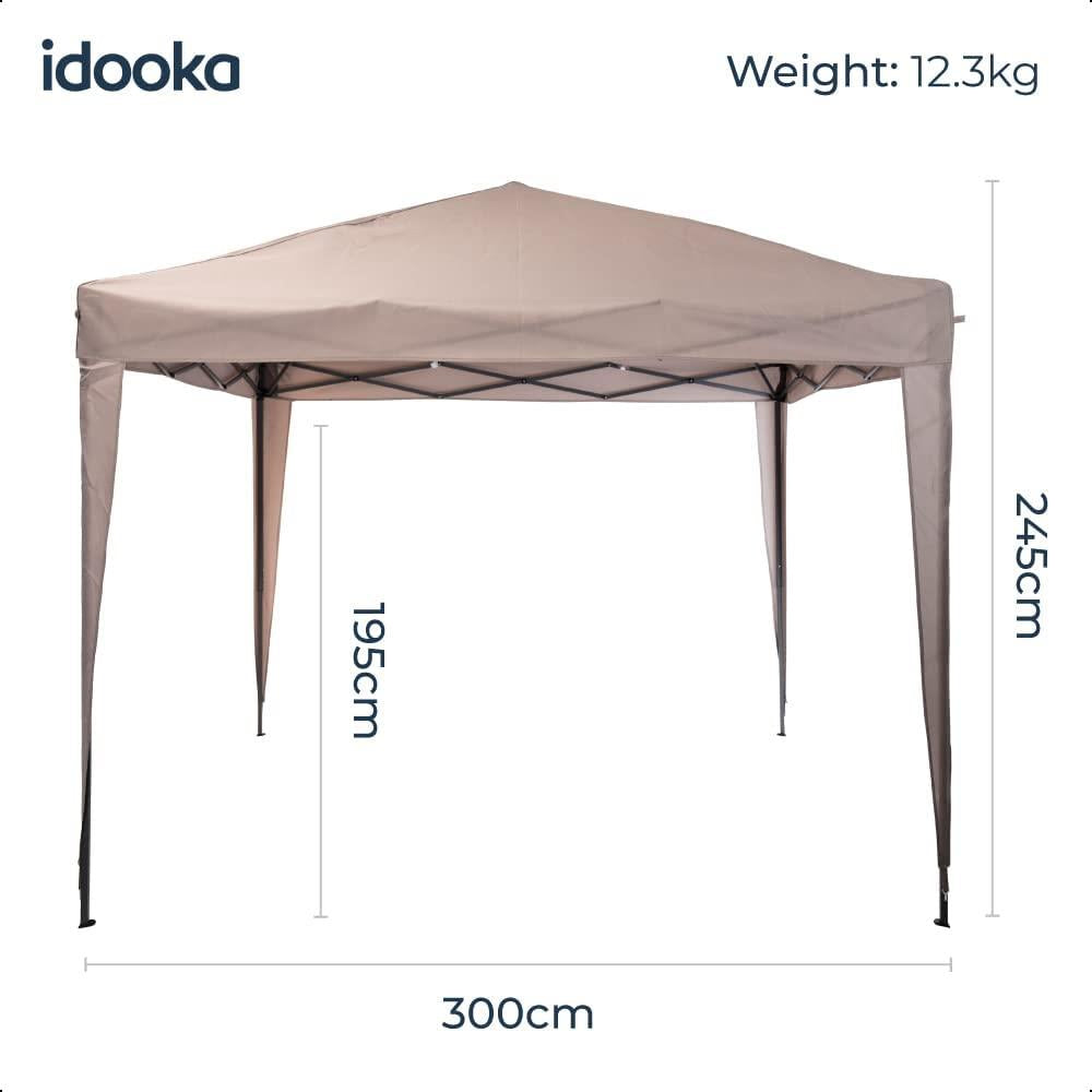 Pop Up Marquee Gazebo Canopy Taupe 3x3m Garden Party Tent