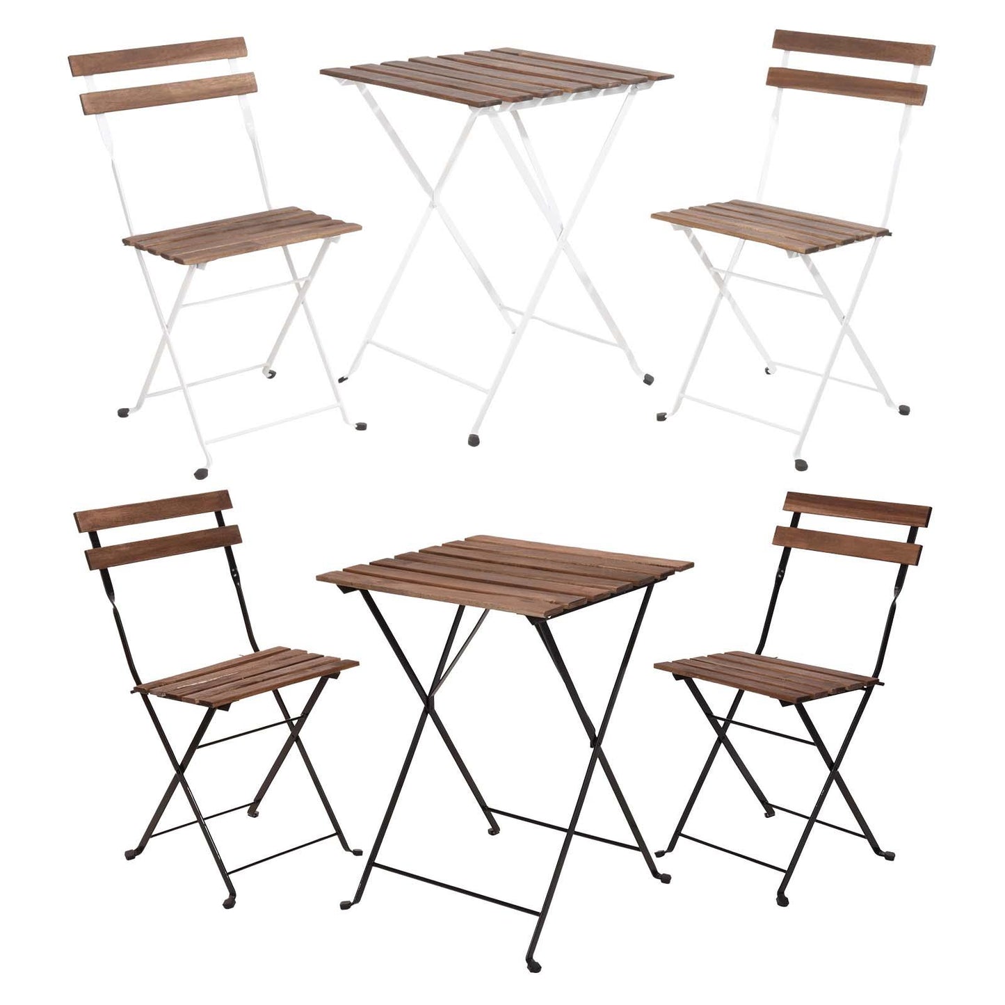 Bistro Garden Table & Chairs Set Metal/Wood Garden Patio