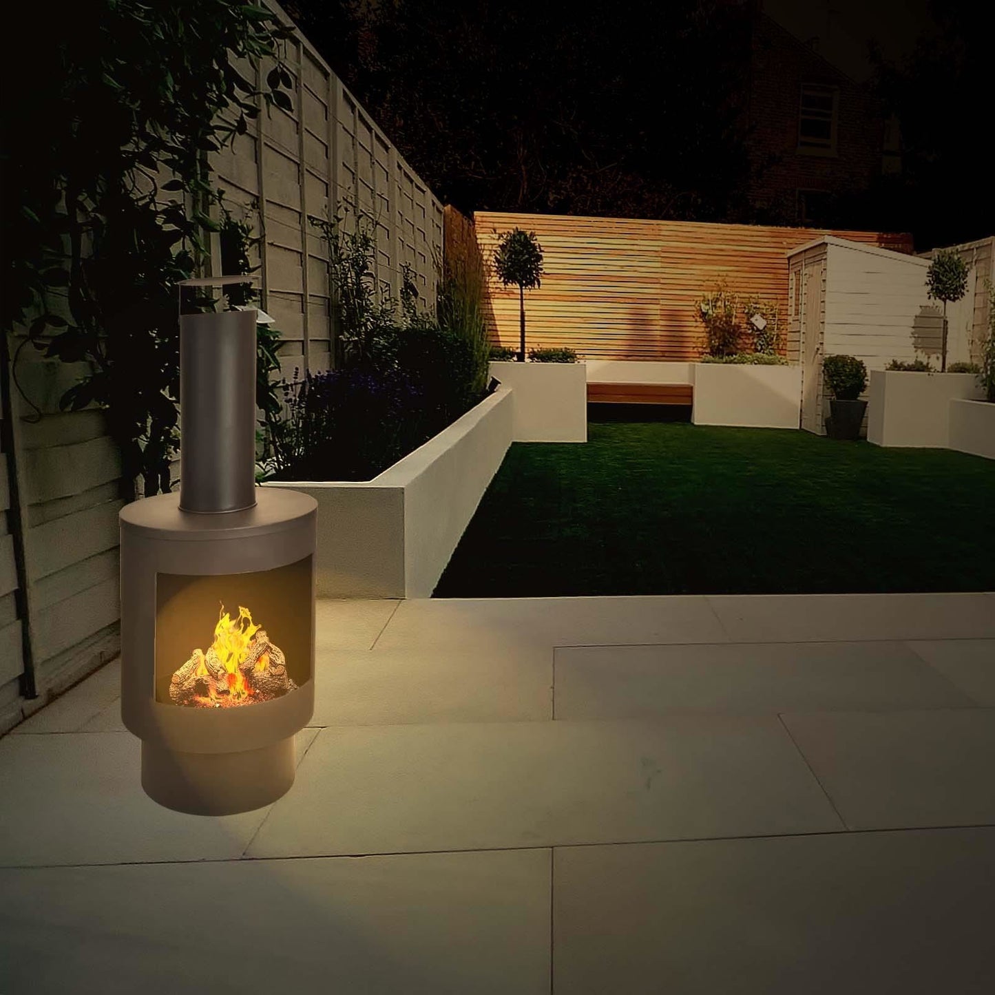 Outdoor Garden Chiminea Patio Heater Fire Pit Wood Burner