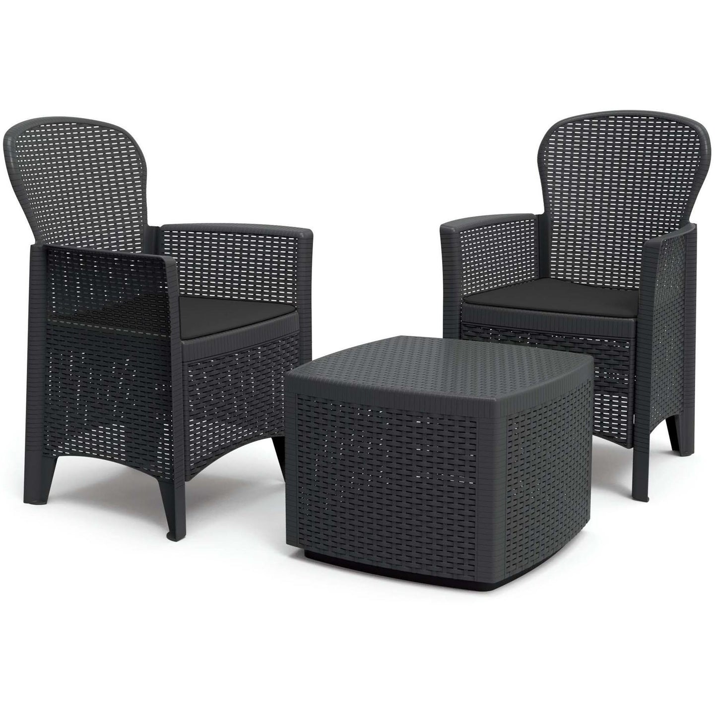 3 Piece Bistro Set Patio Garden Outdoor Furniture Polyrattan