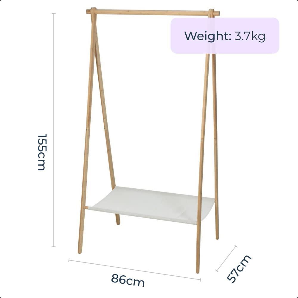 Bamboo Adult Clothes Rack Textile Shelf Lightweight Foldable