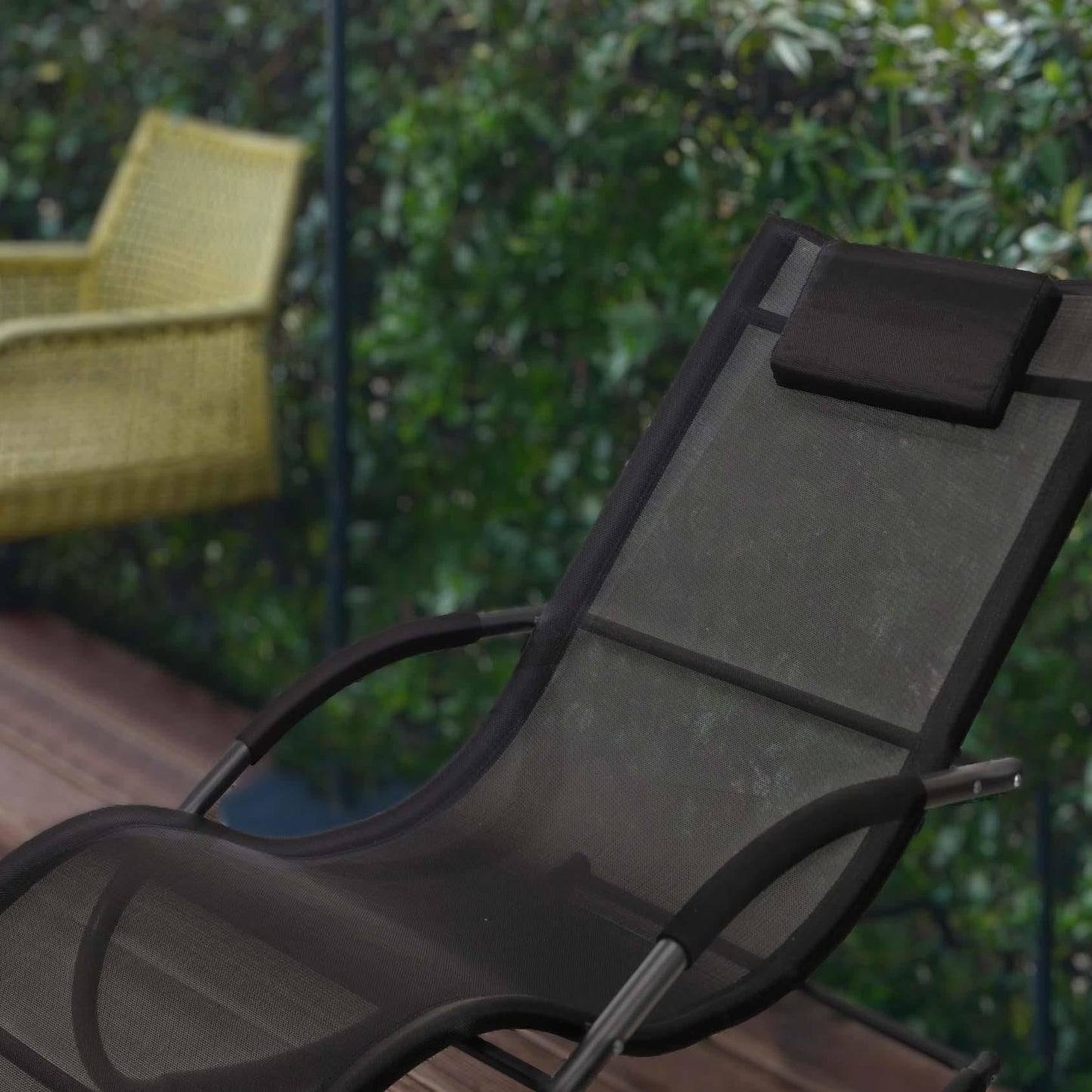 Outdoor Rocking Sun Lounger Garden Chair Grey Relaxing