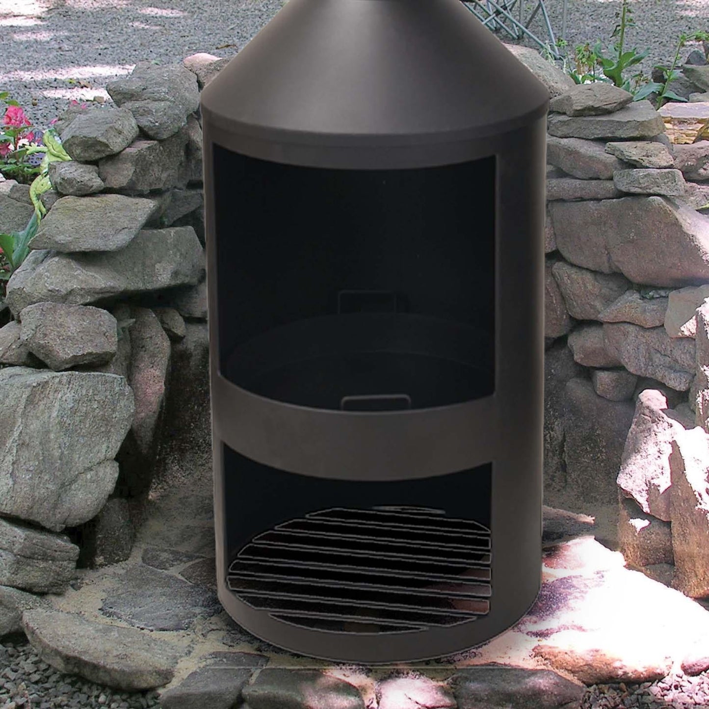 Outdoor Garden Chimenea Patio Heater Log Storage Black