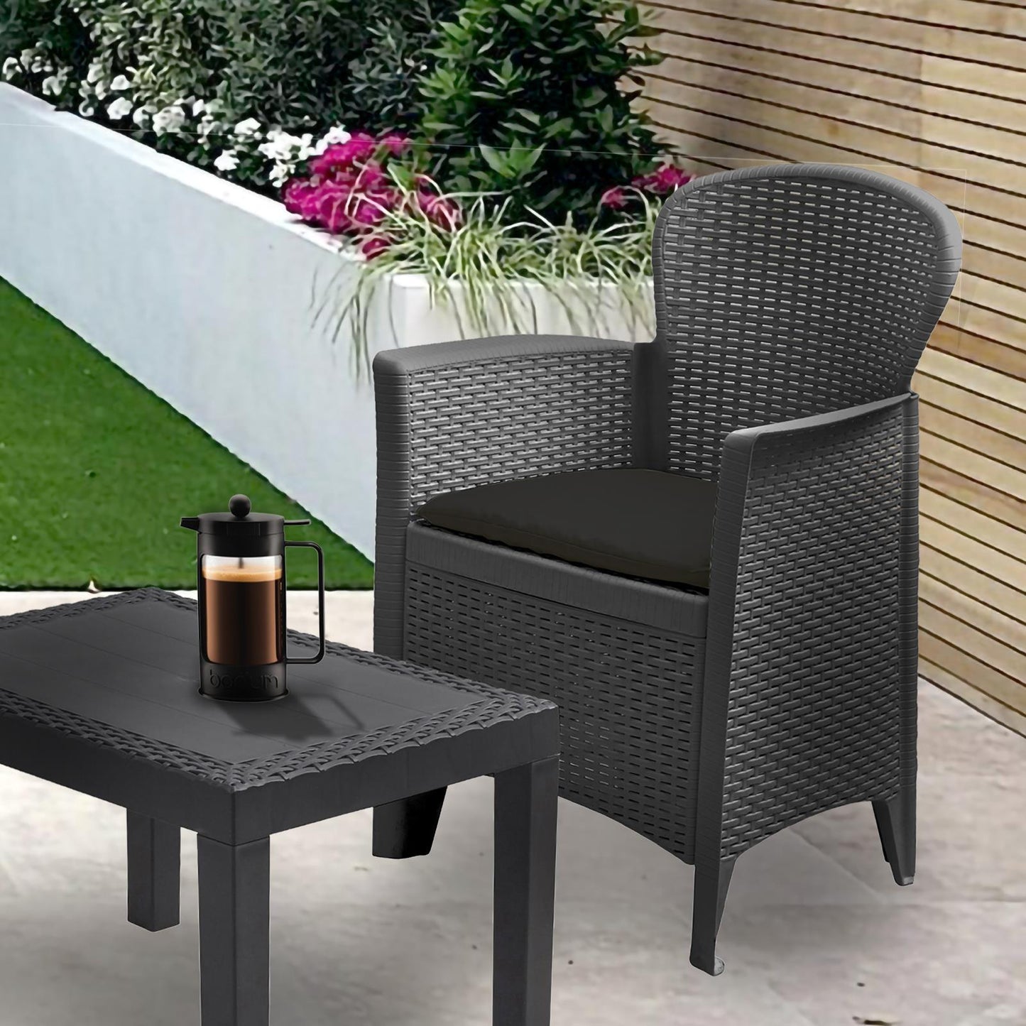 3 Piece Bistro Set Patio Garden Outdoor Furniture Polyrattan