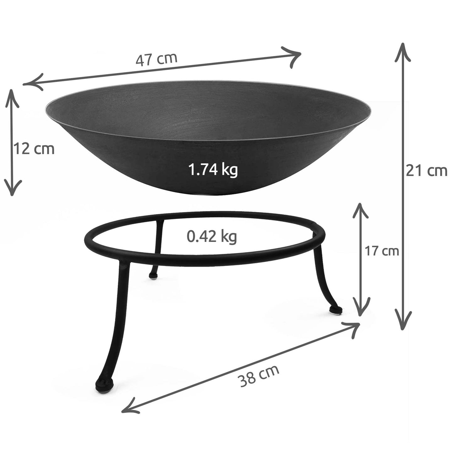 Garden Camping Outdoor Fire Pit Tripod Bowl Patio Black