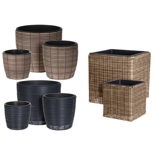 Plastic Rattan Plant Flower Indoor Pots Black/Brown Home Decor