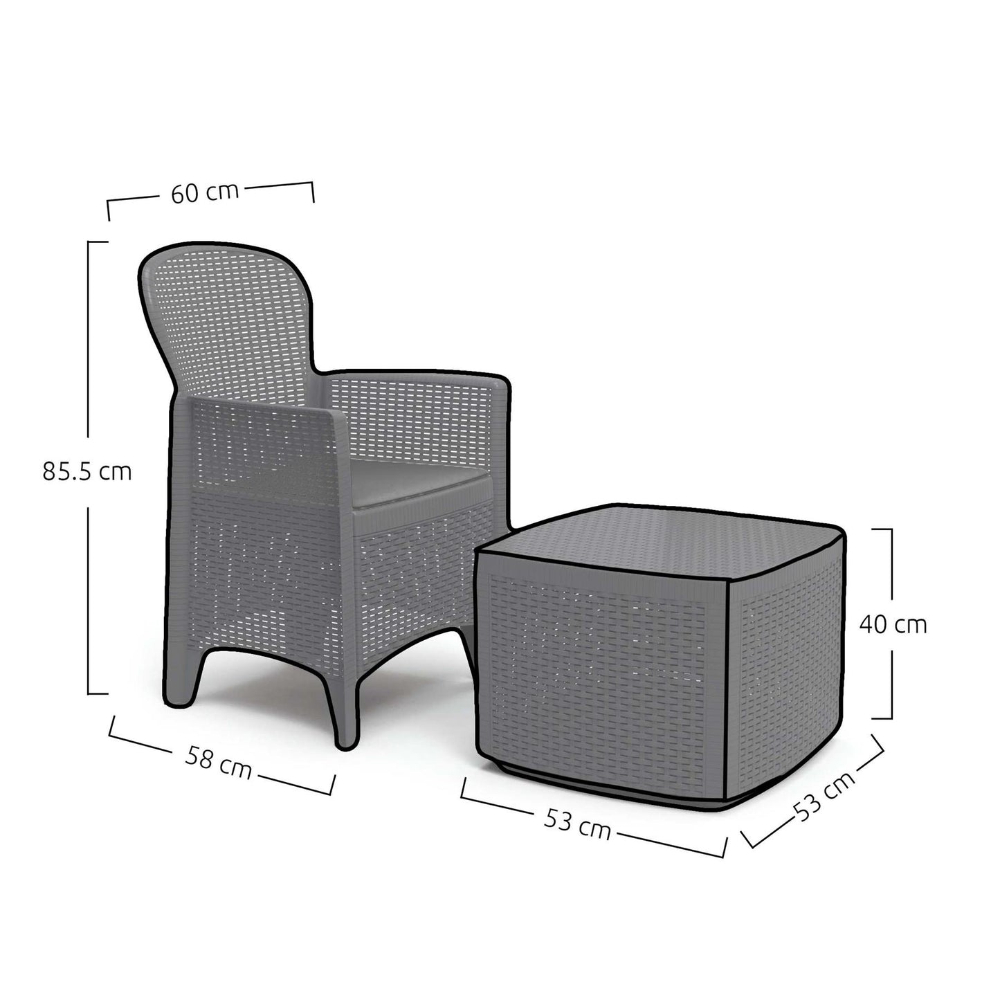 3 Piece Bistro Set Patio Garden Outdoor Furniture Polyrattan