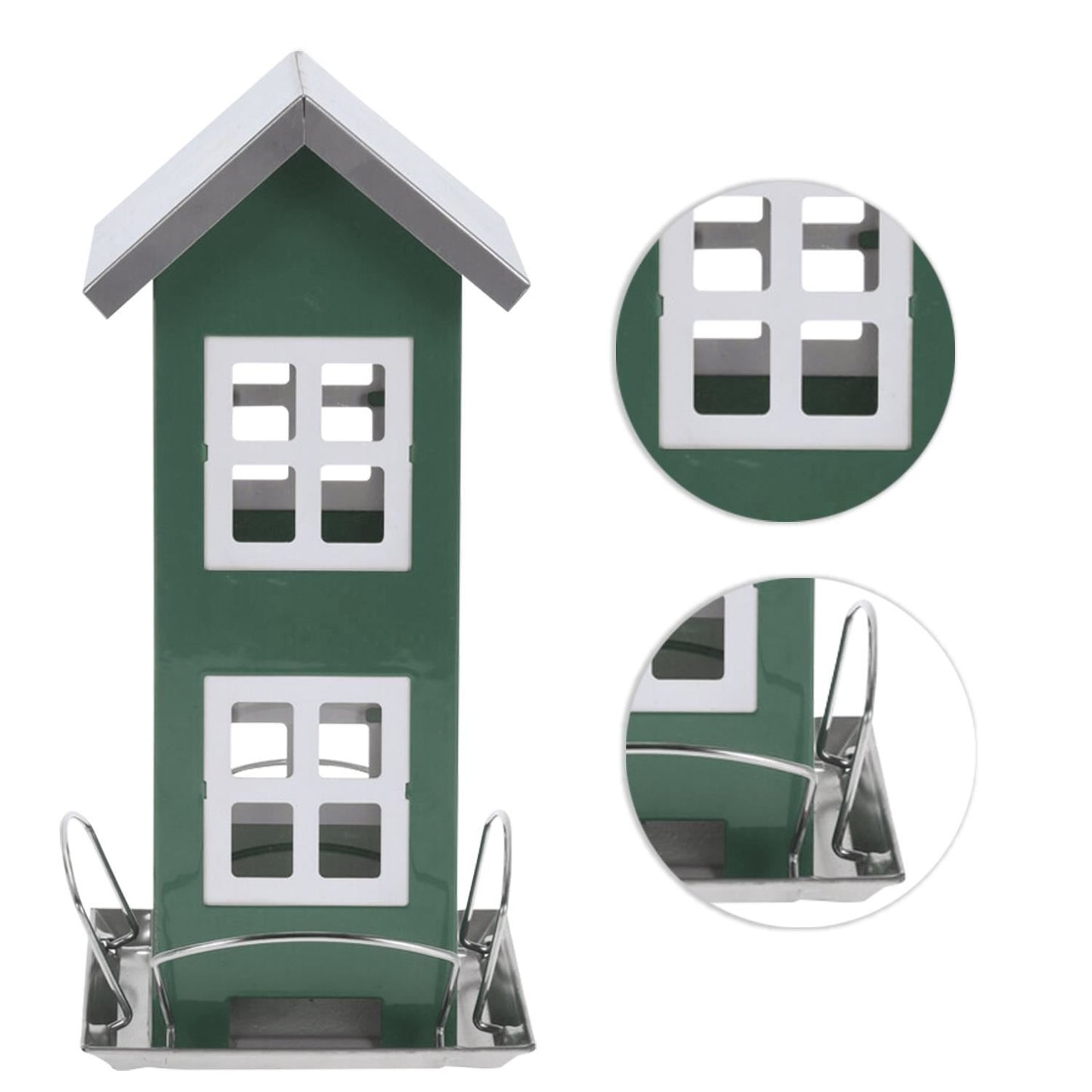 Wild Bird Feeder House Seed Peanut Dispenser Metal Roof