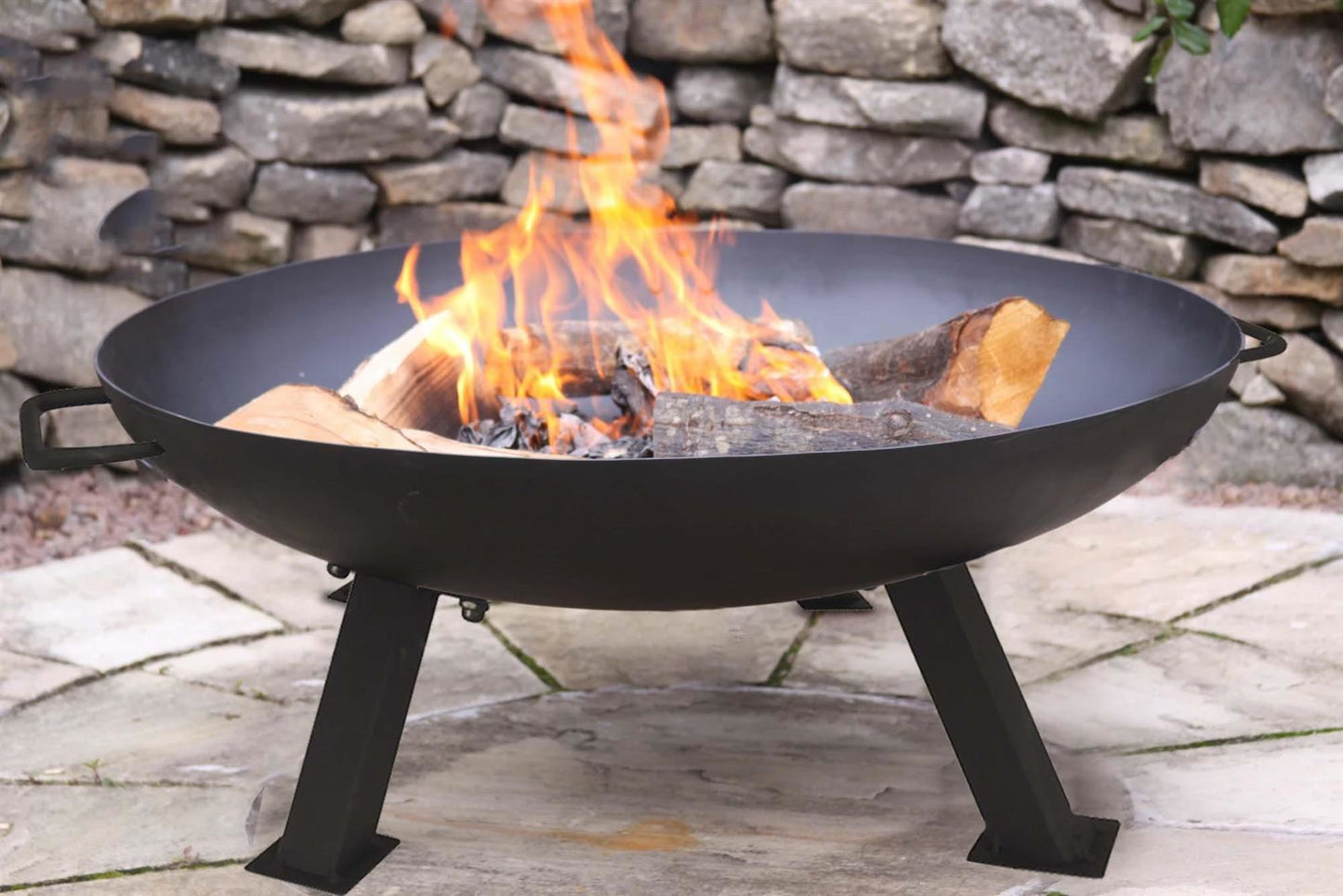 Round Steel Fire Pit Bowl Large Patio Heater BBQ Black